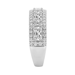 Luxury 2.00Ct 14K White Gold Lab-Grown Diamond Anniversary Ladies Ring Radiant Center & Round Side Diamonds (Color F-G -Clarity Vs1/Vs2)