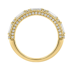 Luxury 2.00Ct 14K Yellow Gold Lab-Grown Diamond Anniversary Ladies Ring Radiant Center & Round Side Diamonds (Color F-G -Clarity Vs1/Vs2)