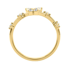 Elegant 10K Yellow Gold Ladies Ring With 1/5Ct Round Diamond And Butterfly Design