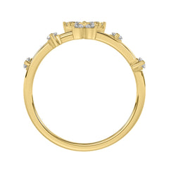 Elegant 10K Yellow Gold Ladies Ring With 1/5Ct Round Diamond And Butterfly Design