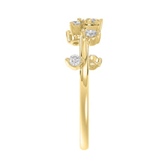Elegant 10K Yellow Gold Ladies Ring With 1/5Ct Round Diamond And Butterfly Design