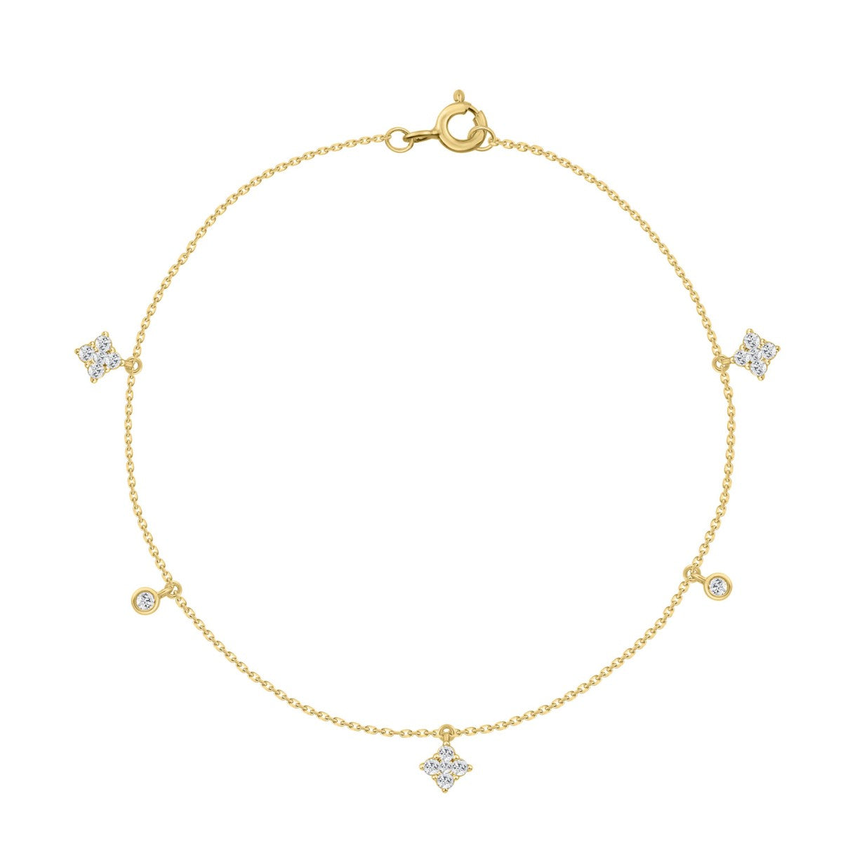 10K Yellow Gold 1/3Ct Round Diamond Bracelet For Ladies Elegant Luxury Jewelry