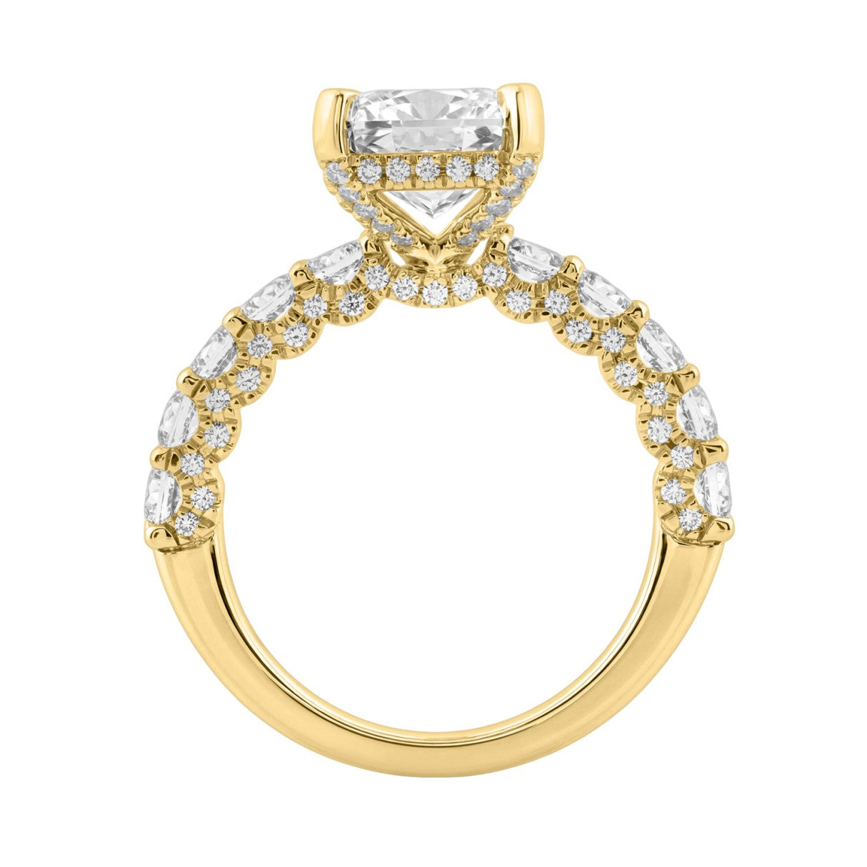 14K Yellow Gold 5 1/2Ct Radiant Cut &amp; Round Diamond Engagement Ring Women Bridal Wedding Ring 4Ct Radiant Center Stone (Color F-G -Clarity Vs1/Vs2