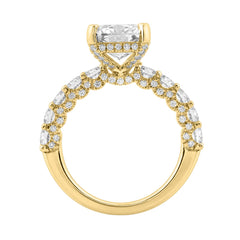 14K Yellow Gold 5 1/2Ct Radiant Cut &amp; Round Diamond Engagement Ring Women Bridal Wedding Ring 4Ct Radiant Center Stone (Color F-G -Clarity Vs1/Vs2