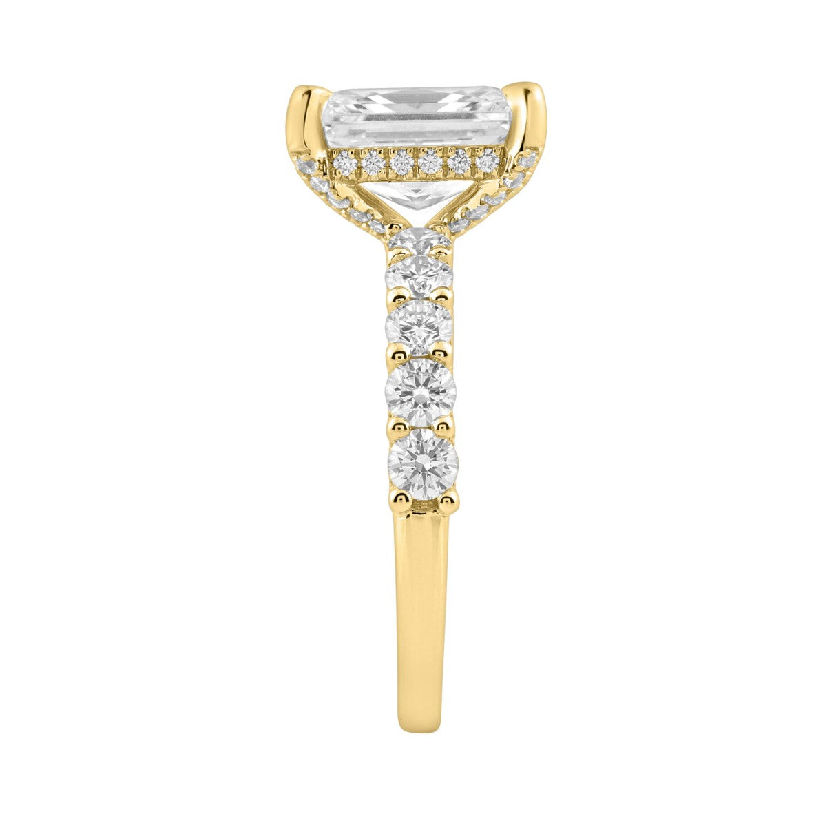 14K Yellow Gold 5 1/2Ct Radiant Cut &amp; Round Diamond Engagement Ring Women Bridal Wedding Ring 4Ct Radiant Center Stone (Color F-G -Clarity Vs1/Vs2