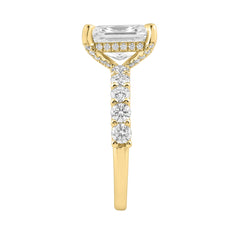 14K Yellow Gold 5 1/2Ct Radiant Cut &amp; Round Diamond Engagement Ring Women Bridal Wedding Ring 4Ct Radiant Center Stone (Color F-G -Clarity Vs1/Vs2