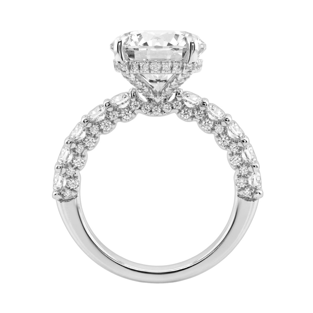 14K White Gold 5 1/2Ct Round Diamond Engagement Ring Women Bridal Wedding Ring 4Ct Round Center Stone (Color F-G -Clarity Vs1/Vs2)
