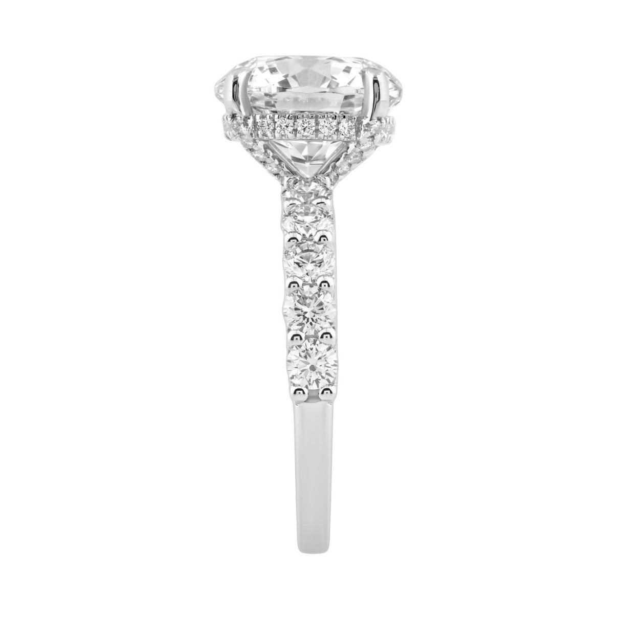 14K White Gold 5 1/2Ct Round Diamond Engagement Ring Women Bridal Wedding Ring 4Ct Round Center Stone (Color F-G -Clarity Vs1/Vs2)