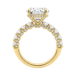 14K Yellow Gold 5 1/2Ct Round Diamond Engagement Ring Women Bridal Wedding Ring 4Ct Round Center Stone (Color F-G -Clarity Vs1/Vs2)