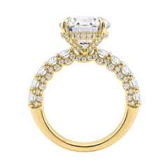 14K Yellow Gold 5 1/2Ct Round Diamond Engagement Ring Women Bridal Wedding Ring 4Ct Round Center Stone (Color F-G -Clarity Vs1/Vs2)