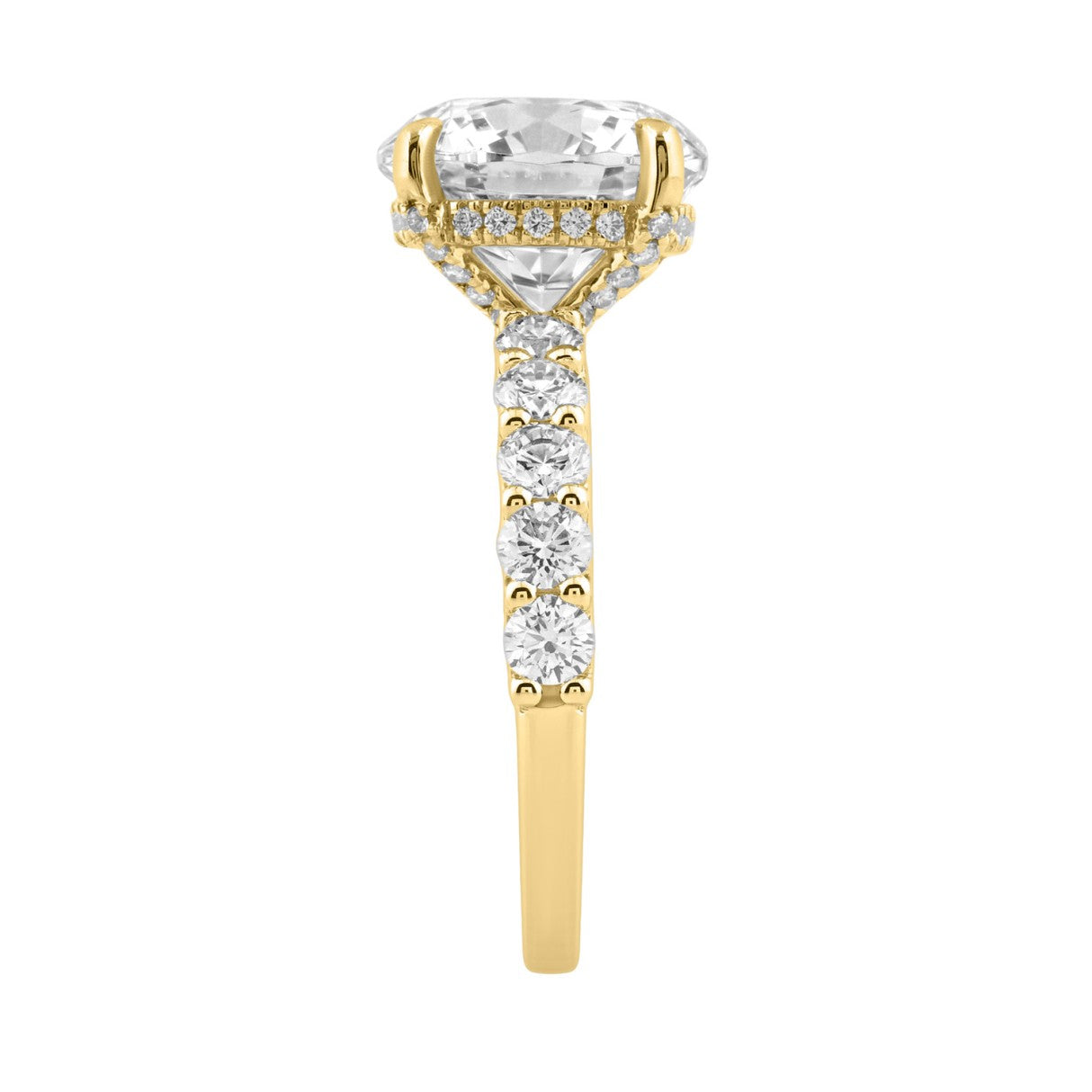 14K Yellow Gold 5 1/2Ct Round Diamond Engagement Ring Women Bridal Wedding Ring 4Ct Round Center Stone (Color F-G -Clarity Vs1/Vs2)