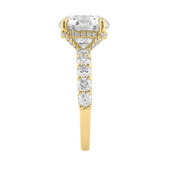 14K Yellow Gold 5 1/2Ct Round Diamond Engagement Ring Women Bridal Wedding Ring 4Ct Round Center Stone (Color F-G -Clarity Vs1/Vs2)