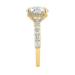 14K Yellow Gold 5 1/2Ct Round Diamond Engagement Ring Women Bridal Wedding Ring 4Ct Round Center Stone (Color F-G -Clarity Vs1/Vs2)