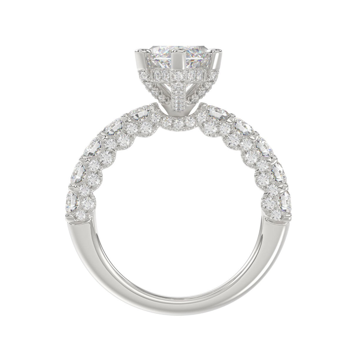 14K White Gold 5 1/2Ct Marquise Cut & Round Diamond Engagement Ring Women Bridal Wedding Ring 4Ct Marquise Center Stone (Color F-G -Clarity Vs1/Vs2)