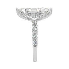 14K White Gold 5 1/2Ct Marquise Cut & Round Diamond Engagement Ring Women Bridal Wedding Ring 4Ct Marquise Center Stone (Color F-G -Clarity Vs1/Vs2)