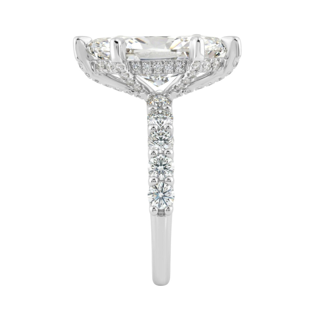 14K White Gold 5 1/2Ct Marquise Cut & Round Diamond Engagement Ring Women Bridal Wedding Ring 4Ct Marquise Center Stone (Color F-G -Clarity Vs1/Vs2)