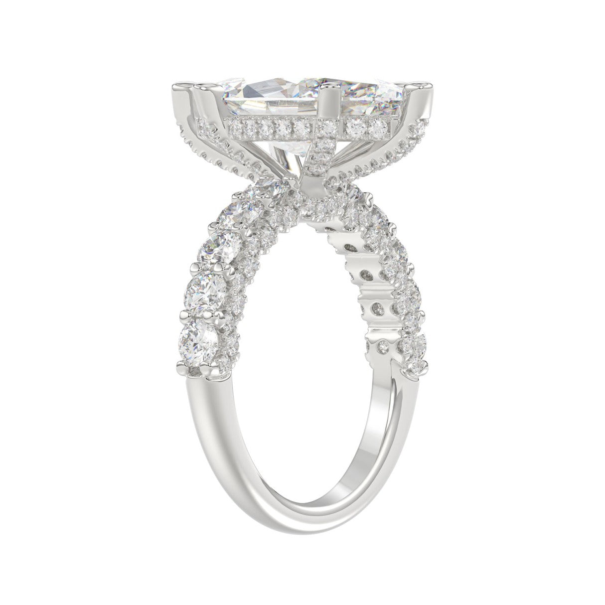 14K White Gold 5 1/2Ct Marquise Cut & Round Diamond Engagement Ring Women Bridal Wedding Ring 4Ct Marquise Center Stone (Color F-G -Clarity Vs1/Vs2)