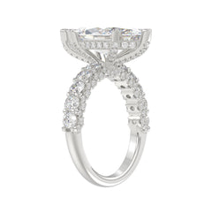 14K White Gold 5 1/2Ct Marquise Cut & Round Diamond Engagement Ring Women Bridal Wedding Ring 4Ct Marquise Center Stone (Color F-G -Clarity Vs1/Vs2)