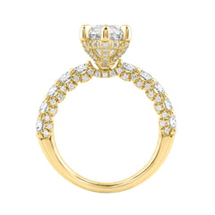 14K Yellow Gold 5 1/2Ct Marquise Cut & Round Diamond Engagement Ring Women Bridal Wedding Ring 4Ct Marquise Center Stone (Color F-G -Clarity Vs1/Vs2)