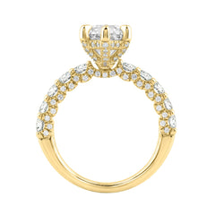 14K Yellow Gold 5 1/2Ct Marquise Cut & Round Diamond Engagement Ring Women Bridal Wedding Ring 4Ct Marquise Center Stone (Color F-G -Clarity Vs1/Vs2)