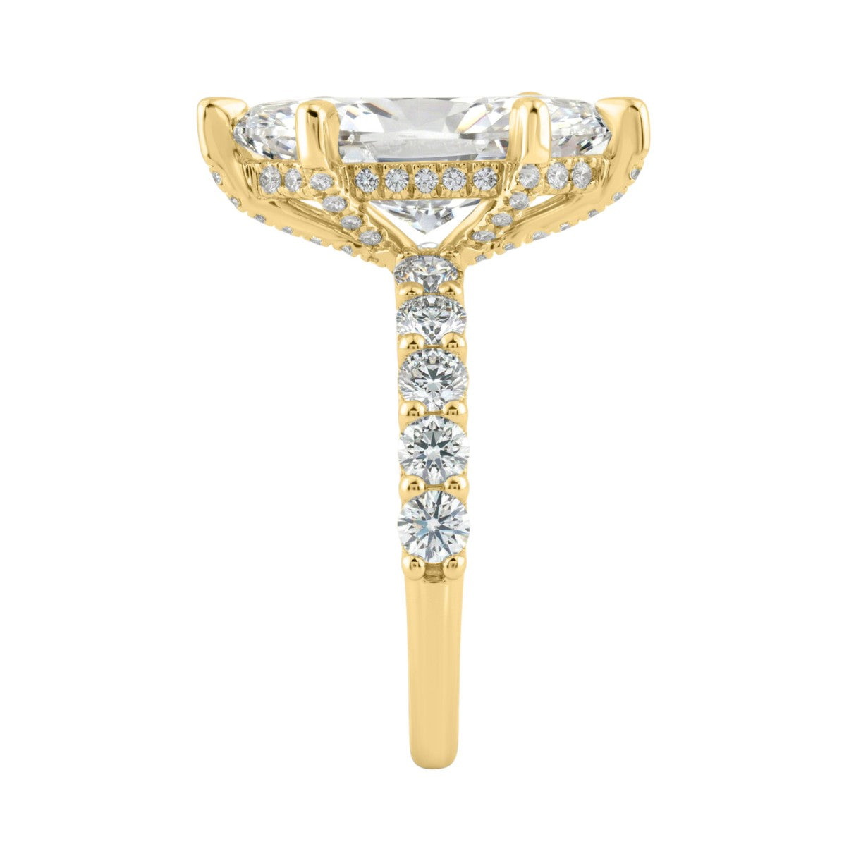 14K Yellow Gold 5 1/2Ct Marquise Cut & Round Diamond Engagement Ring Women Bridal Wedding Ring 4Ct Marquise Center Stone (Color F-G -Clarity Vs1/Vs2)