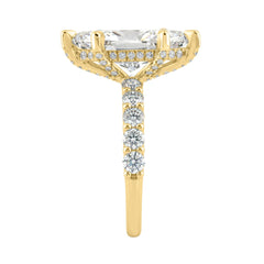 14K Yellow Gold 5 1/2Ct Marquise Cut & Round Diamond Engagement Ring Women Bridal Wedding Ring 4Ct Marquise Center Stone (Color F-G -Clarity Vs1/Vs2)
