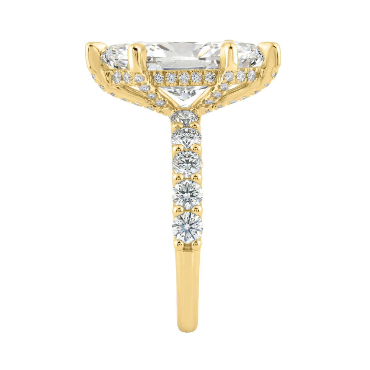 14K Yellow Gold 5 1/2Ct Marquise Cut & Round Diamond Engagement Ring Women Bridal Wedding Ring 4Ct Marquise Center Stone (Color F-G -Clarity Vs1/Vs2)