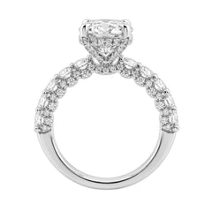 14K White Gold 5 1/2Ct Oval & Round Diamond Engagement Ring Women Bridal Wedding Ring 4Ct Oval Center Stone (Color F-G -Clarity Vs1/Vs2)