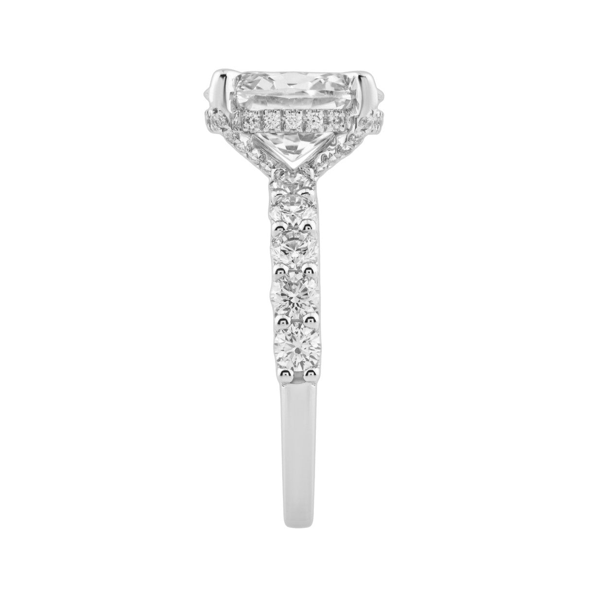 14K White Gold 5 1/2Ct Oval & Round Diamond Engagement Ring Women Bridal Wedding Ring 4Ct Oval Center Stone (Color F-G -Clarity Vs1/Vs2)
