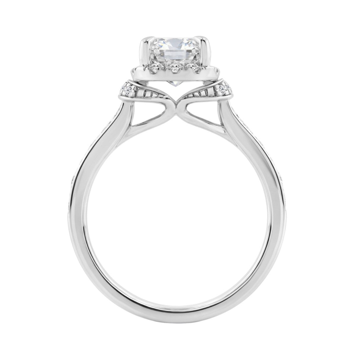 14K White Gold 2 1/2Ct Elongated Cushion Cut Diamond Halo Engagement Ring With Round Diamonds Bridal Ring For Women 2Ct Cushion Center Stone (Color F-