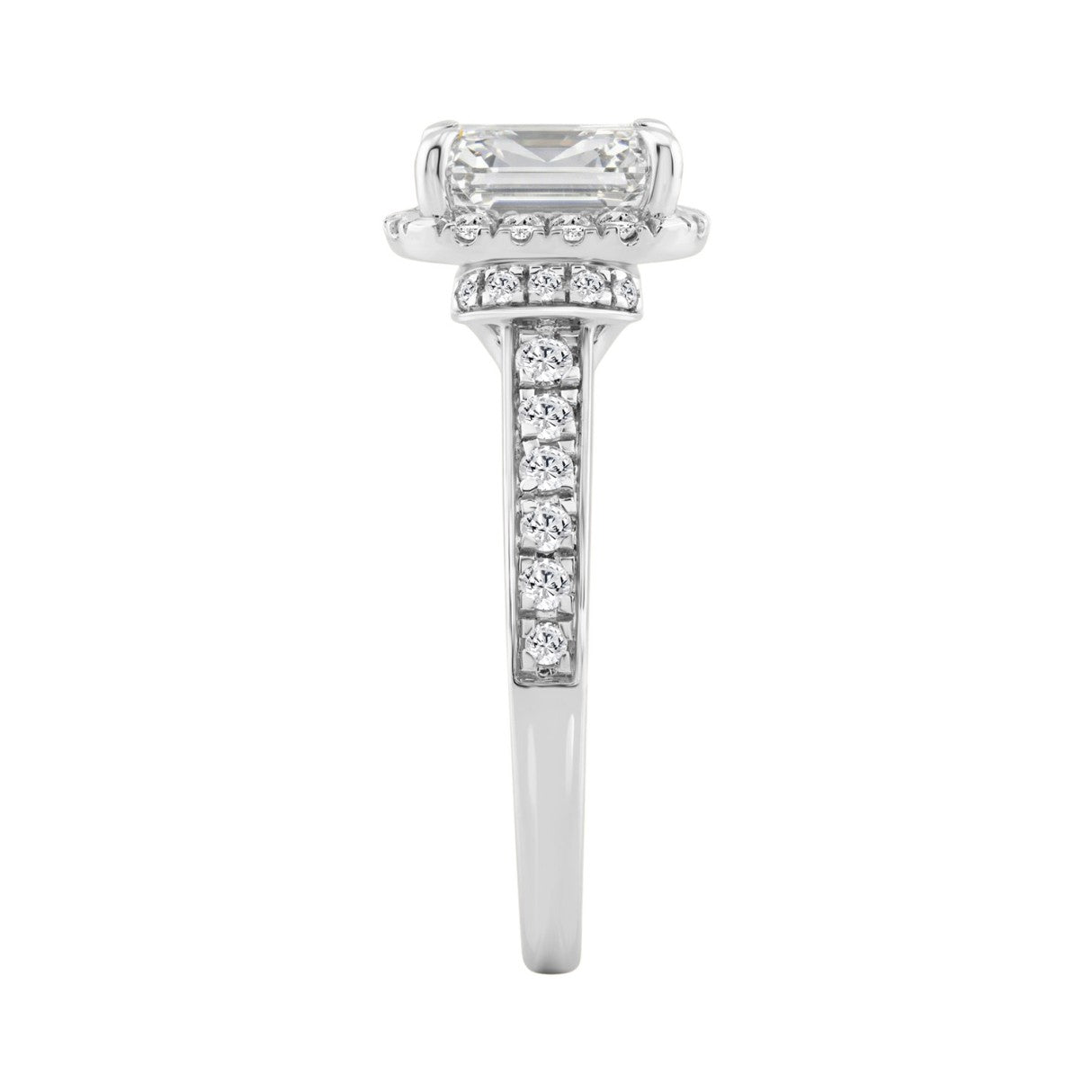 14K White Gold 2 1/2Ct Elongated Cushion Cut Diamond Halo Engagement Ring With Round Diamonds Bridal Ring For Women 2Ct Cushion Center Stone (Color F-