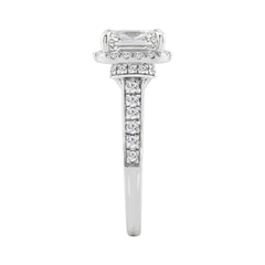 14K White Gold 2 1/2Ct Elongated Cushion Cut Diamond Halo Engagement Ring With Round Diamonds Bridal Ring For Women 2Ct Cushion Center Stone (Color F-G -Clarity Vs1/Vs2)