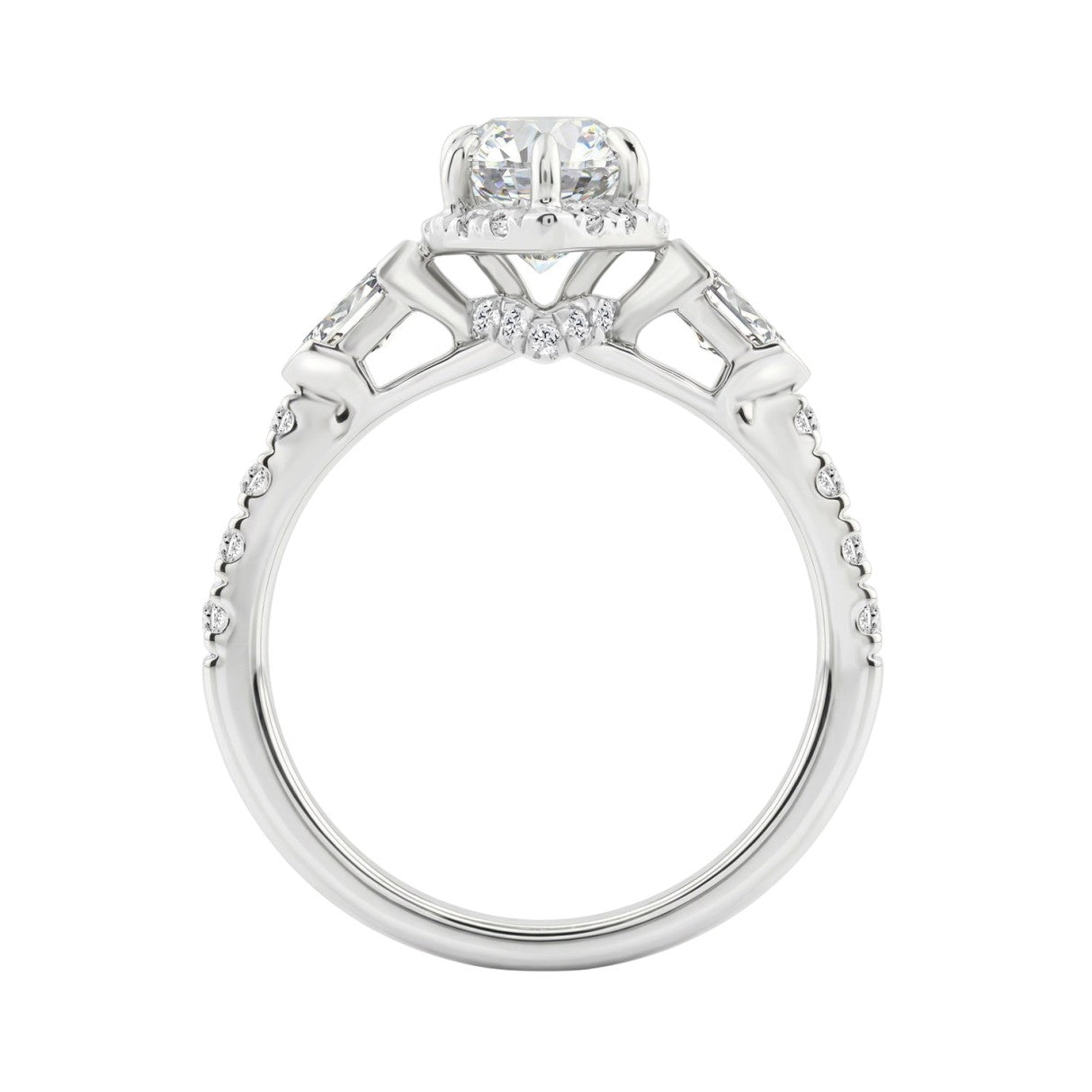 Luxury 14K White Gold 3.00 Ct Marquise, Oval And Round Diamond Halo Bridal Engagement Ring For Women 2Ct Marquise Center Stone (Color F-G -Clarity Vs1