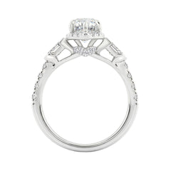 Luxury 14K White Gold 3.00 Ct Marquise, Oval And Round Diamond Halo Bridal Engagement Ring For Women 2Ct Marquise Center Stone (Color F-G -Clarity Vs1