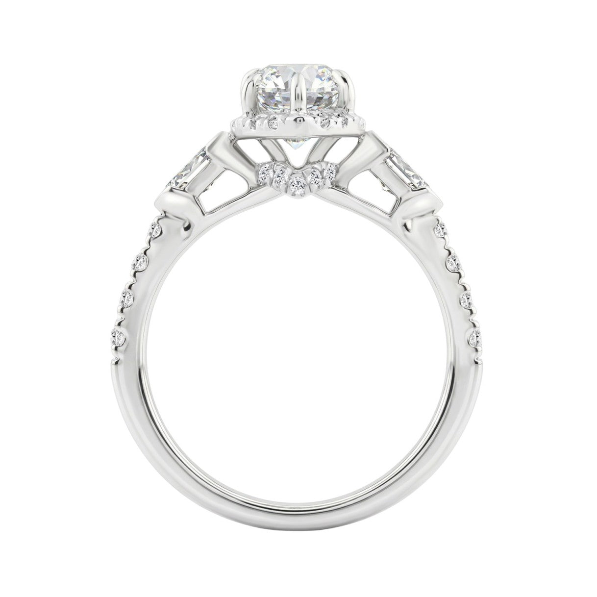 Luxury 14K White Gold 3.00 Ct Marquise, Oval And Round Diamond Halo Bridal Engagement Ring For Women 2Ct Marquise Center Stone (Color F-G -Clarity Vs1/Vs2)