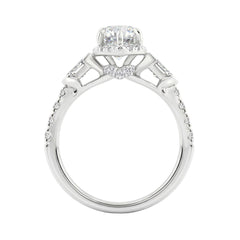 Luxury 14K White Gold 3.00 Ct Marquise, Oval And Round Diamond Halo Bridal Engagement Ring For Women 2Ct Marquise Center Stone (Color F-G -Clarity Vs1/Vs2)