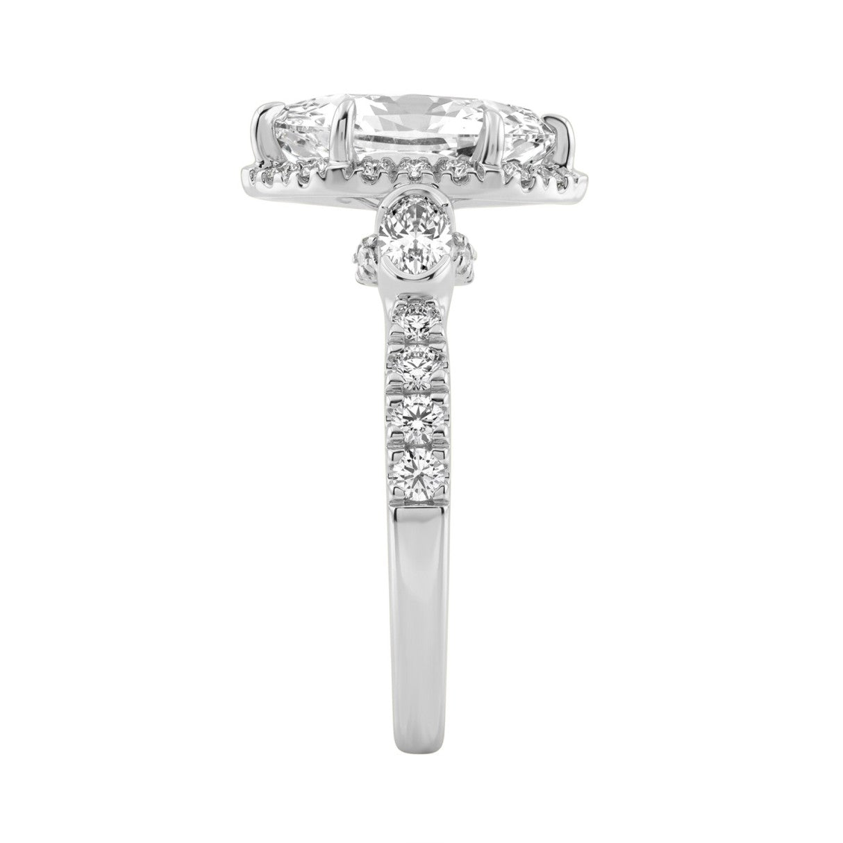 Luxury 14K White Gold 3.00 Ct Marquise, Oval And Round Diamond Halo Bridal Engagement Ring For Women 2Ct Marquise Center Stone (Color F-G -Clarity Vs1