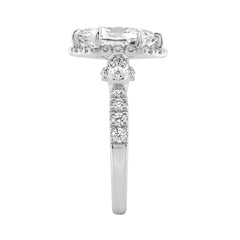 Luxury 14K White Gold 3.00 Ct Marquise, Oval And Round Diamond Halo Bridal Engagement Ring For Women 2Ct Marquise Center Stone (Color F-G -Clarity Vs1/Vs2)