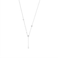 10K White Gold Diamond & Pearl Necklace For 1/2Ct Round Diamond Elegant Drop Necklace, Classic Ladies Fine Jewelry (Color F-G -Clarity Vs1/Vs2)