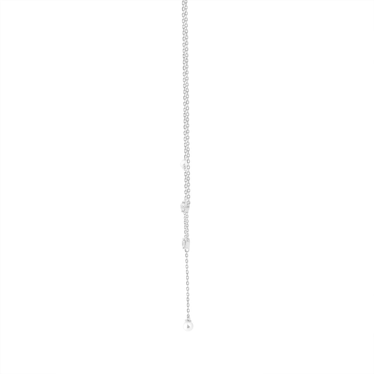 10K White Gold Diamond & Pearl Necklace For 1/2Ct Round Diamond Elegant Drop Necklace, Classic Ladies Fine Jewelry (Color F-G -Clarity Vs1/Vs2)