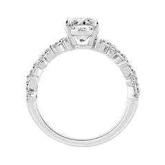 14K White Gold 3.00Ct Diamond Engagement Ring For Women 2.00Ct Elongated Oval Center Stone With Marquise & Round Side Stones, Luxury Bridal Ring (Colo