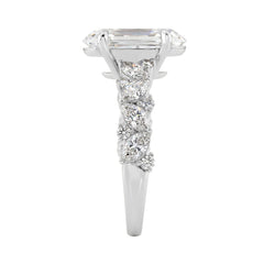 14K White Gold 3.00Ct Diamond Engagement Ring For Women 2.00Ct Elongated Oval Center Stone With Marquise & Round Side Stones, Luxury Bridal Ring (Colo
