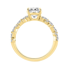 14K Yellow Gold 3.00Ct Diamond Engagement Ring For Women 2.00Ct Elongated Oval Center Stone With Marquise & Round Side Stones, Luxury Bridal Ring (Color F-G -Clarity Vs1/Vs2)