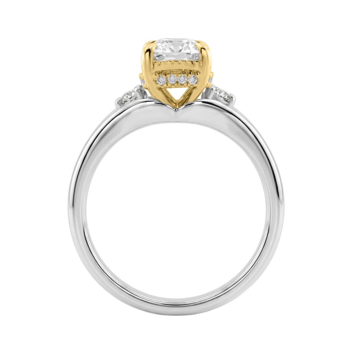 Luxury 14K White/Yellow Gold Diamond Engagement Ring 2 1/4Ct Elongated Cushion Center With Round Side Stones, Women Ring 2Ct Cushion Center Stone (Col