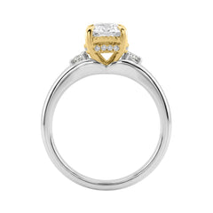 Luxury 14K White/Yellow Gold Diamond Engagement Ring 2 1/4Ct Elongated Cushion Center With Round Side Stones, Women Ring 2Ct Cushion Center Stone (Col