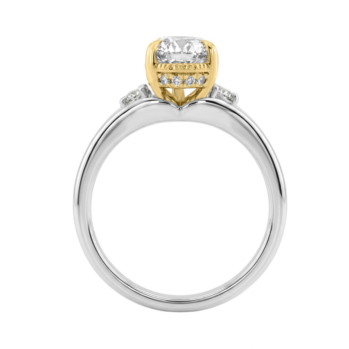 Elegance14K White/Yellow Gold Diamond Engagement Ring 2 1/4Ct Elongated Pear Center With Round Side Stones, Women Ring 2Ct Pear Center Stone (Color F-G -Clarity Vs1/Vs2)