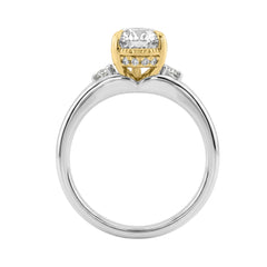 Elegance14K White/Yellow Gold Diamond Engagement Ring 2 1/4Ct Elongated Pear Center With Round Side Stones, Women Ring 2Ct Pear Center Stone (Color F-G -Clarity Vs1/Vs2)
