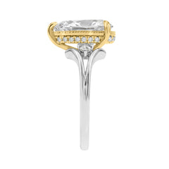 Elegance14K White/Yellow Gold Diamond Engagement Ring 2 1/4Ct Elongated Pear Center With Round Side Stones, Women Ring 2Ct Pear Center Stone (Color F-G -Clarity Vs1/Vs2)