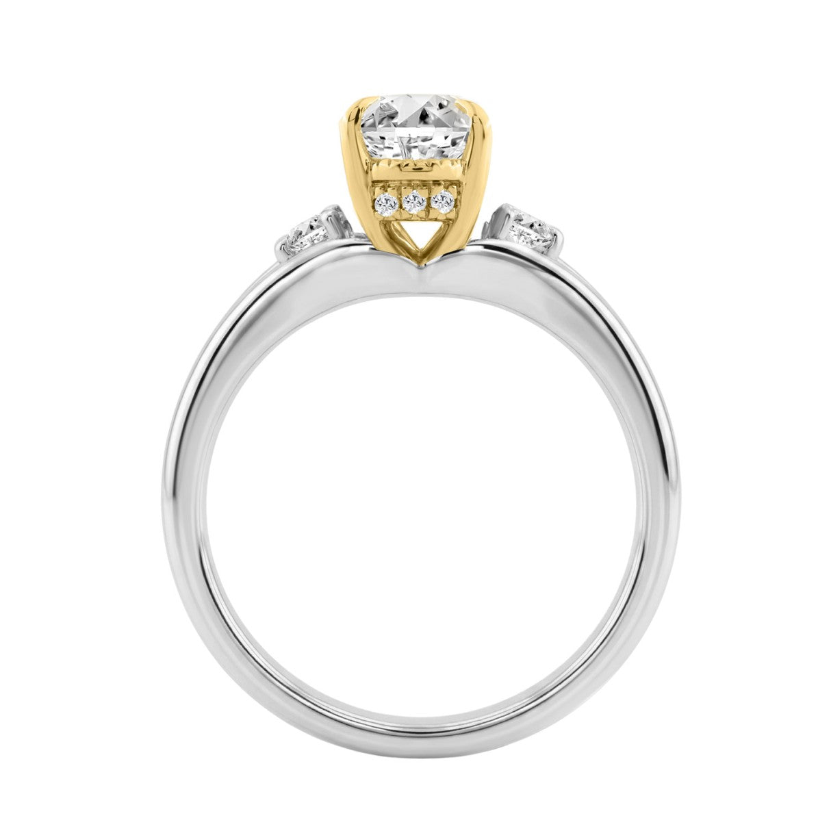 Elegance14K White/Yellow Gold Diamond Engagement Ring 2 1/4Ct Elongated Oval Center With Round Side Stones, Women Ring 2Ct  ELONGATED Oval Center Ston