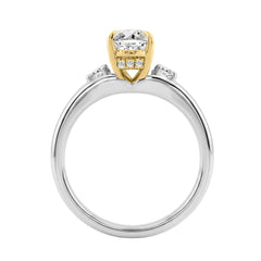 Elegance14K White/Yellow Gold Diamond Engagement Ring 2 1/4Ct Elongated Oval Center With Round Side Stones, Women Ring 2Ct  ELONGATED Oval Center Ston